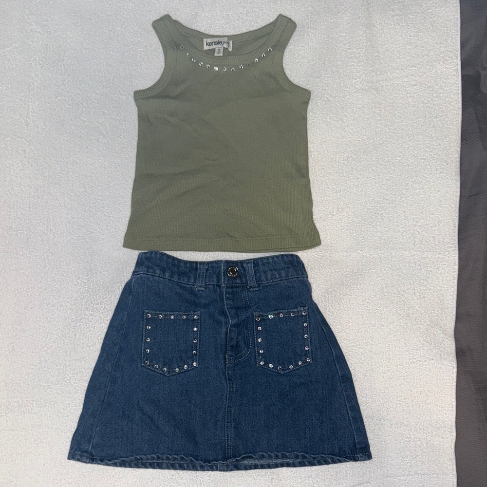 Kensie Girl Olive Tank with Studded Accents